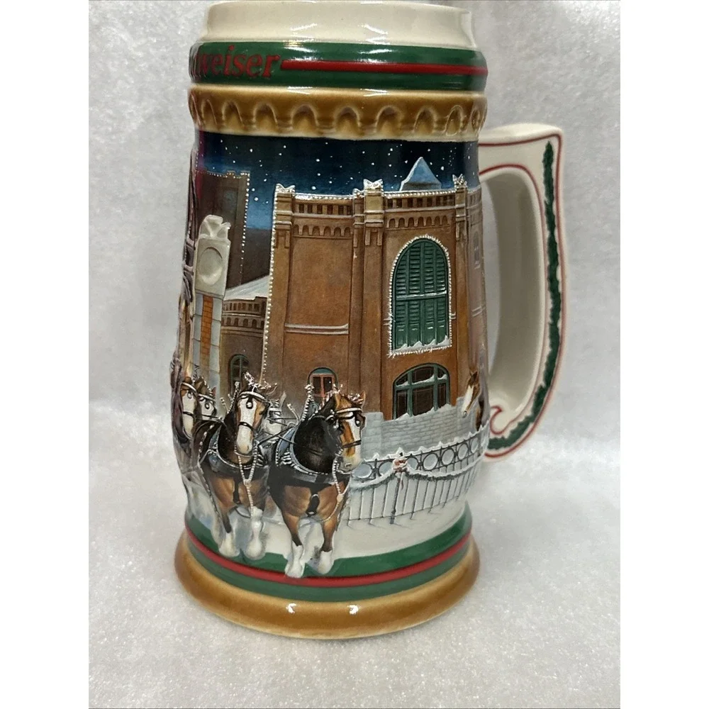 1997‎ Budweiser Holiday Stein Home For The Holidays Ceramic Collectible